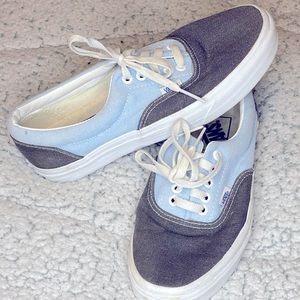 Vans lace up color block grey/light blue sneakers. Women’s 9, men’s 7.5